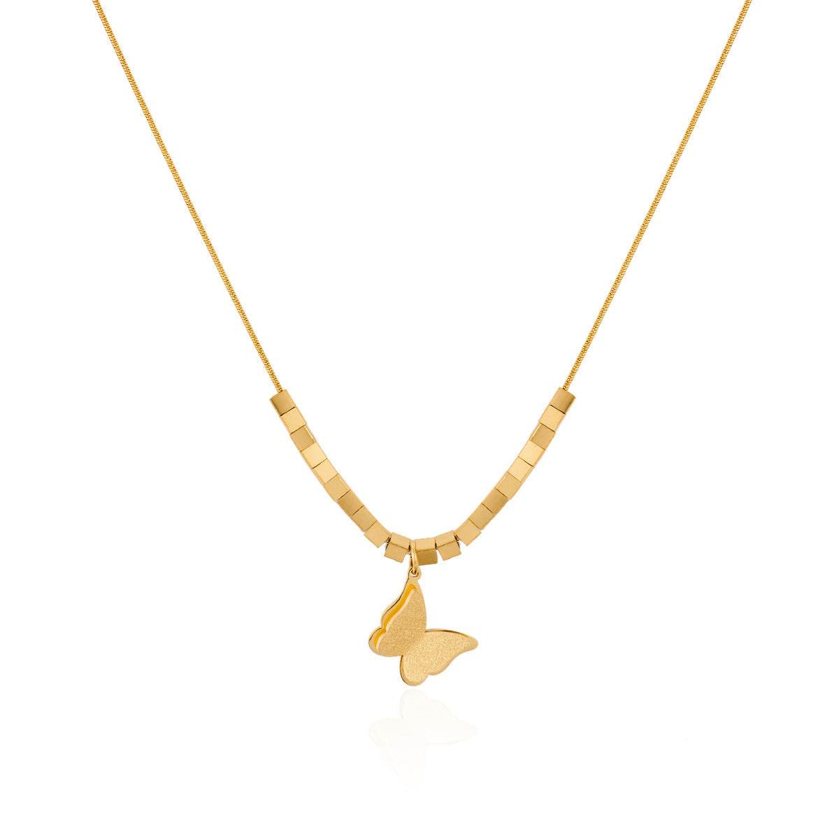 Stainless Steel Jewelry Set - Necklace, Earrings & Ring Trio in Butterfly Design - Buy Center