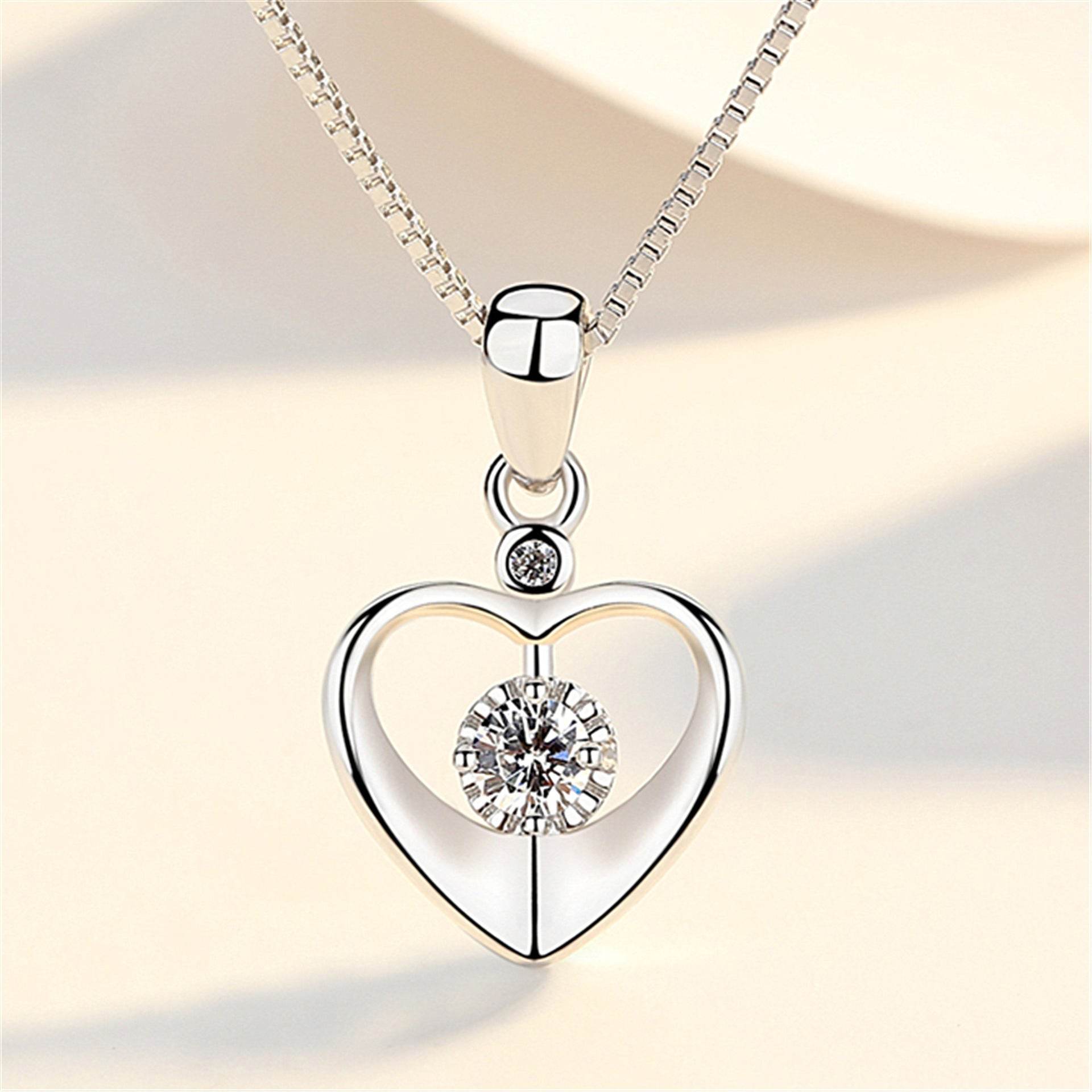 Buy Center Heart Pendant Necklace - Elegant Couple Clavicle Chain - Buy Center