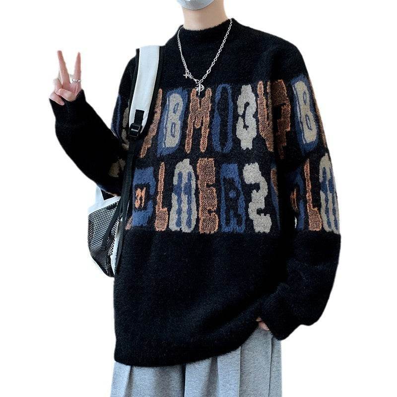 Men's Thickened Mink Fur Sweater - Loose Fit, Half-High Collar Style - Buy Center