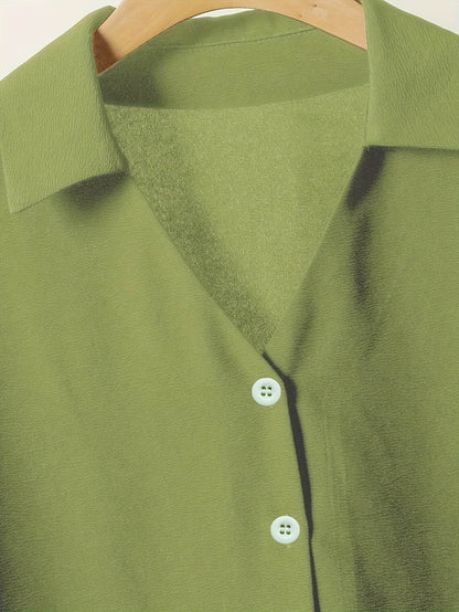 Elegant Women's Commuter Set - Batwing Sleeve V-Neck Top & Pants - Buy Center