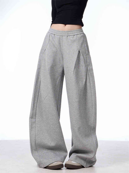American-Style Wide-Leg Pants - Deconstructive Design in Black & Gray - Buy Center