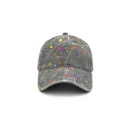 Buycenter Adjustable Hand-Splashed Baseball Cap - Curved Wide Brim - Buy Center