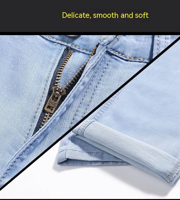 Men's Straight-Leg Jeans - Light Blue Cotton Pants for Spring Style - Buy Center