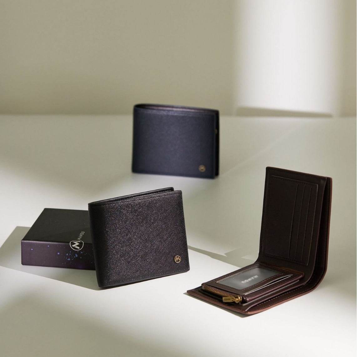 Men's Casual Cross Pattern Wallet - Stylish PU Leather in Black & Brown - Buy Center