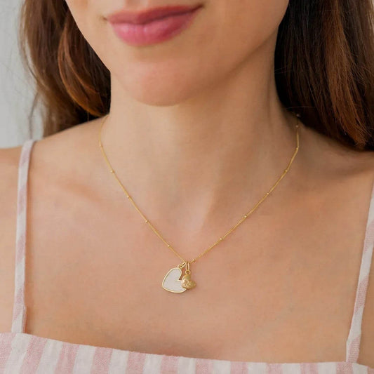 Personalized Heart-Shaped Bead Necklace - Silver, Gold, Rose Gold Options - Buy Center