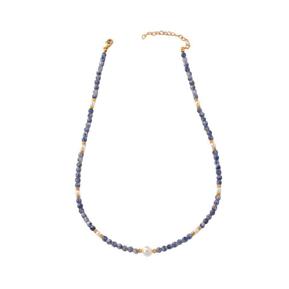 Elegant Pearl Clavicle Chain - Hand-Woven Blue Crystal Bracelet 2025 - Buy Center