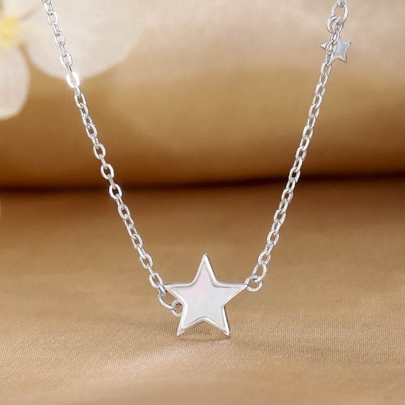 Elegant S925 Silver Star Necklace with Shell Pendant - Korean Style - Buy Center