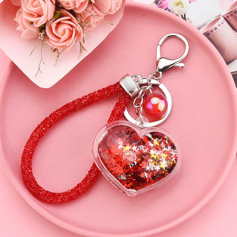 Colorful Acrylic Heart Keychain Pendant - Trendy Love Beads & Silver Buckle - Buy Center