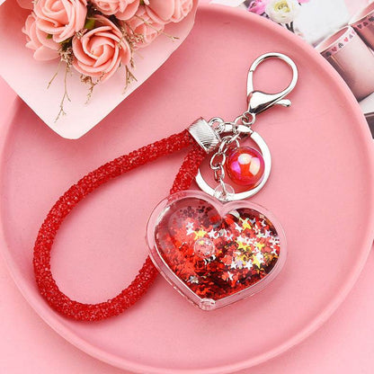 Colorful Acrylic Heart Keychain Pendant - Trendy Love Beads & Silver Buckle - Buy Center