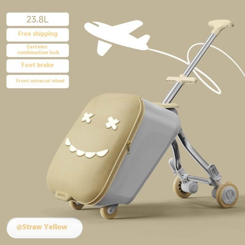 Children's Riding Trolley Case - Mustard Green & Light Yellow Luggage - Buy Center