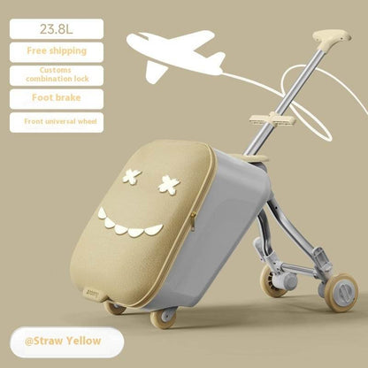 Children's Riding Trolley Case - Mustard Green & Light Yellow Luggage - Buy Center