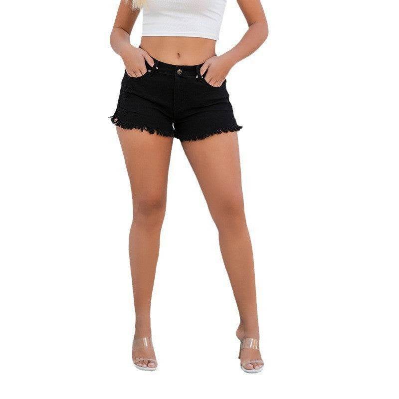 Colorful High Waist Ripped Denim Shorts for Women – Trendy Loose Fit - Buy Center