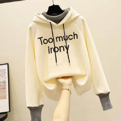 Buycenter Fake Two-Piece Hoodie - Thick Fleece-Lined Fashion Sweatshirt - Buy Center