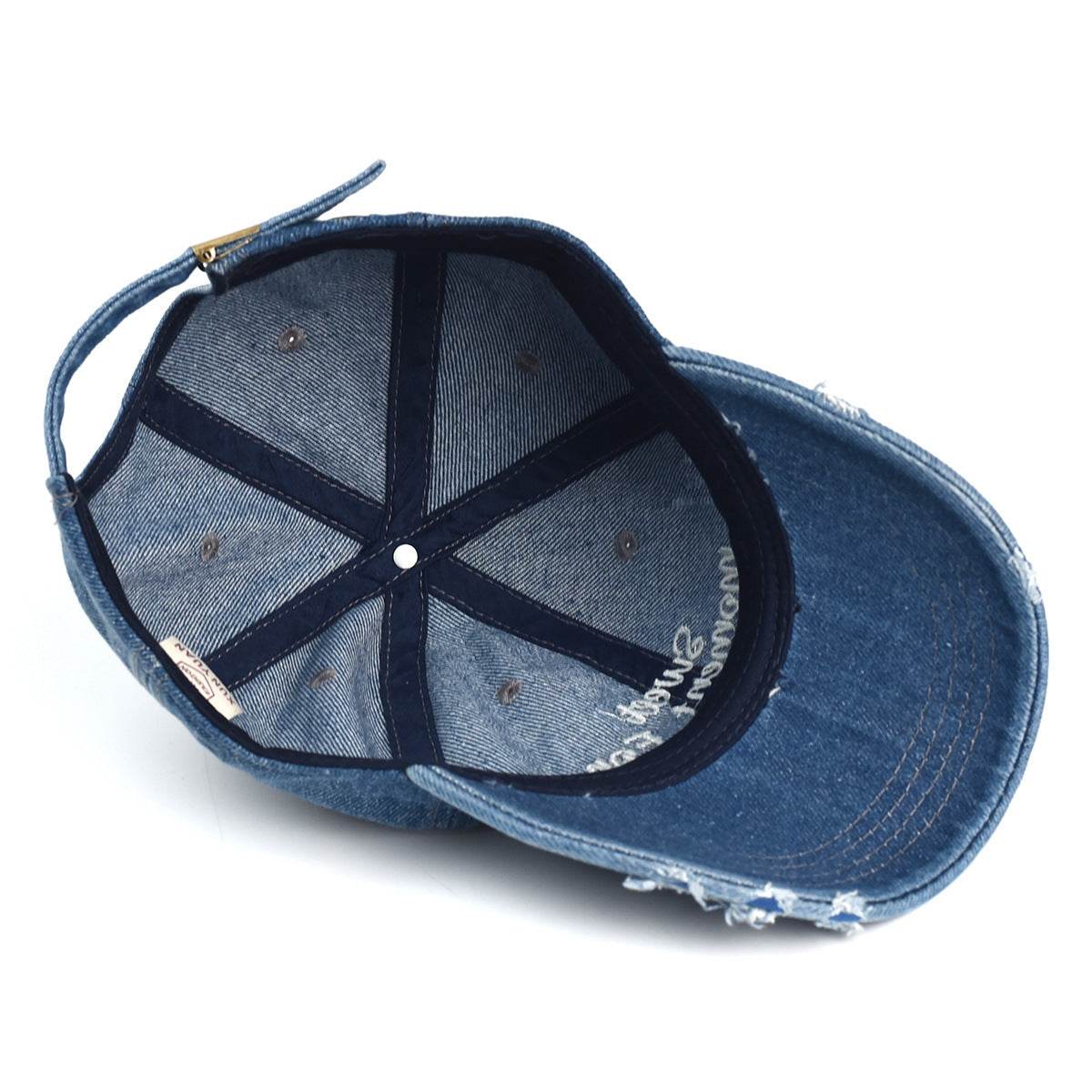 Retro Ripped Letters Baseball Hat - Stylish Cotton Sunshade Sky Blue - Buy Center