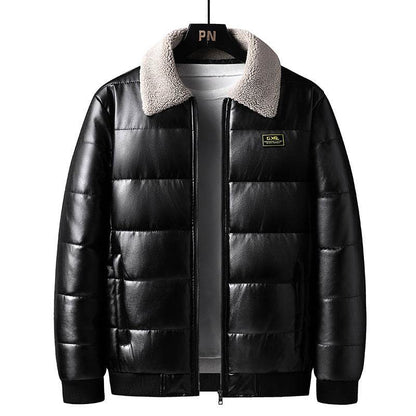 Trendy Men's Winter Jacket - Stylish PU Leather with Lapel Collar - Buy Center