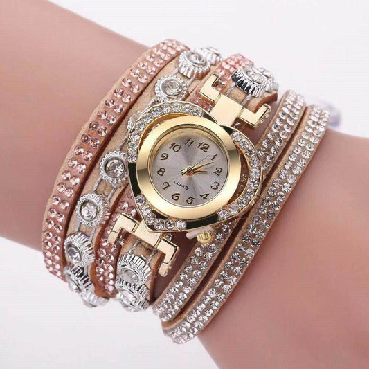 Buy Center Heart Shape Bracelet Watch - Multi-Color Diamond Dial for Women - Buy Center