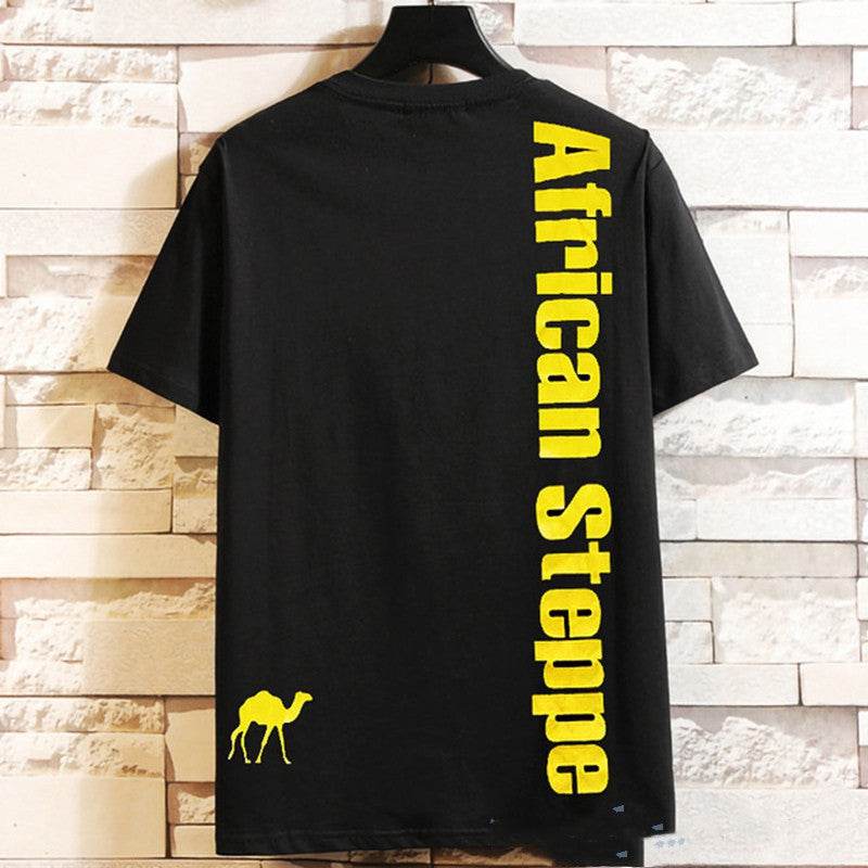 Trendy Men's Hip-Hop Short Sleeve T-Shirt - Loose Fit Geometric Style - Buy Center