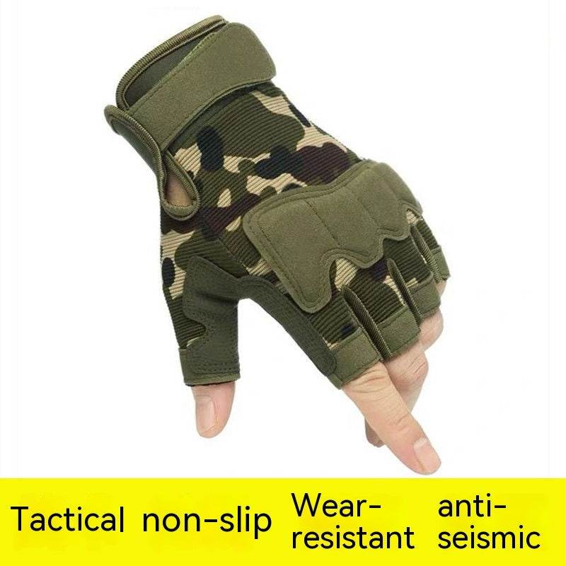 Camouflage Short Finger Gloves - Unisex for Motorcycle Riding & Outdoor Use - Buy Center