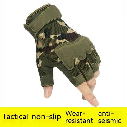 Camouflage Short Finger Gloves - Unisex for Motorcycle Riding & Outdoor Use - Buy Center