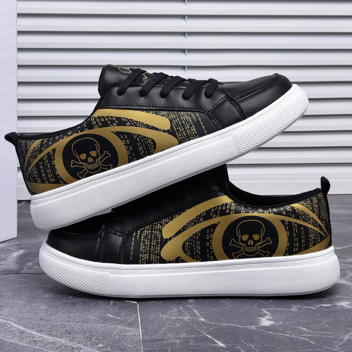 Stylish Plus Size White Leather Flats - Unique Skull Pattern for 2025 - Buy Center