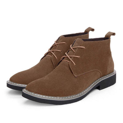Mid-Top Men's Cowhide Suede Boots - Stylish Lace-Up Comfort & Durability - Buy Center
