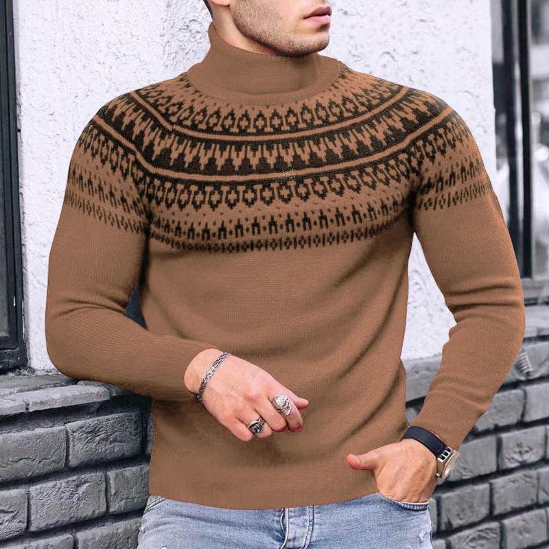 Buycenter Vintage Patchwork Turtleneck - Slim Fit Long Sleeve Top - Buy Center