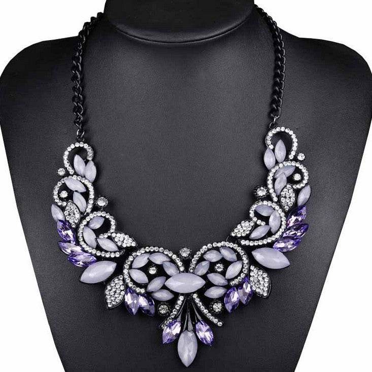 Elegant Diamond Alloy Flower Necklace - Korean Inspired for Women - Buy Center