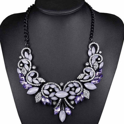 Elegant Diamond Alloy Flower Necklace - Korean Inspired for Women - Buy Center