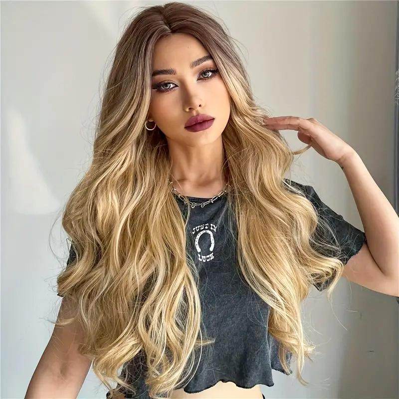 26 Inch Ash Blonde Wig with Bangs - Natural Wavy Hair for Any Occasion - Buy Center