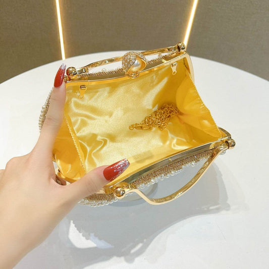 Buycenter Women's Pearl Diamond Handbag - Stylish Crossbody for Daily Use - Buy Center