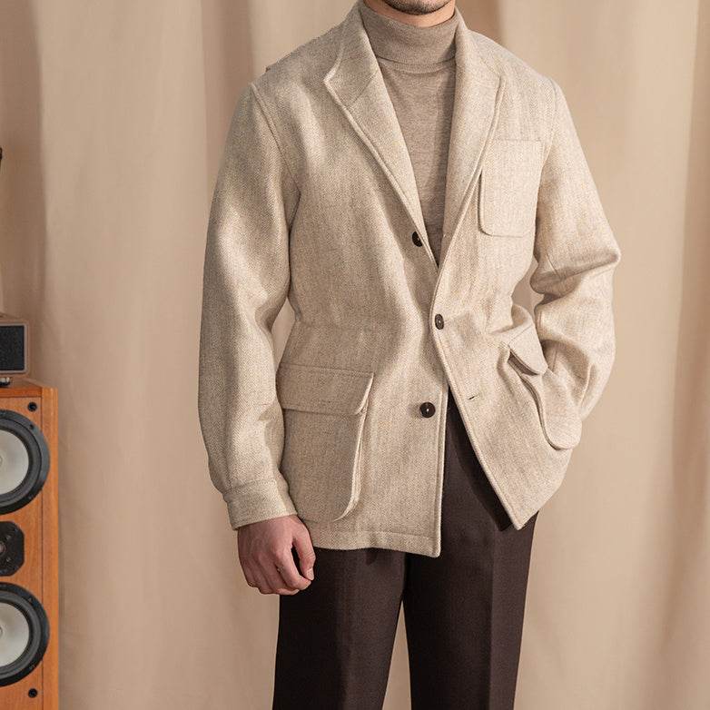 Retro Warm Tweed Safari Jacket - Stylish British Wool Outerwear 2025 - Buy Center