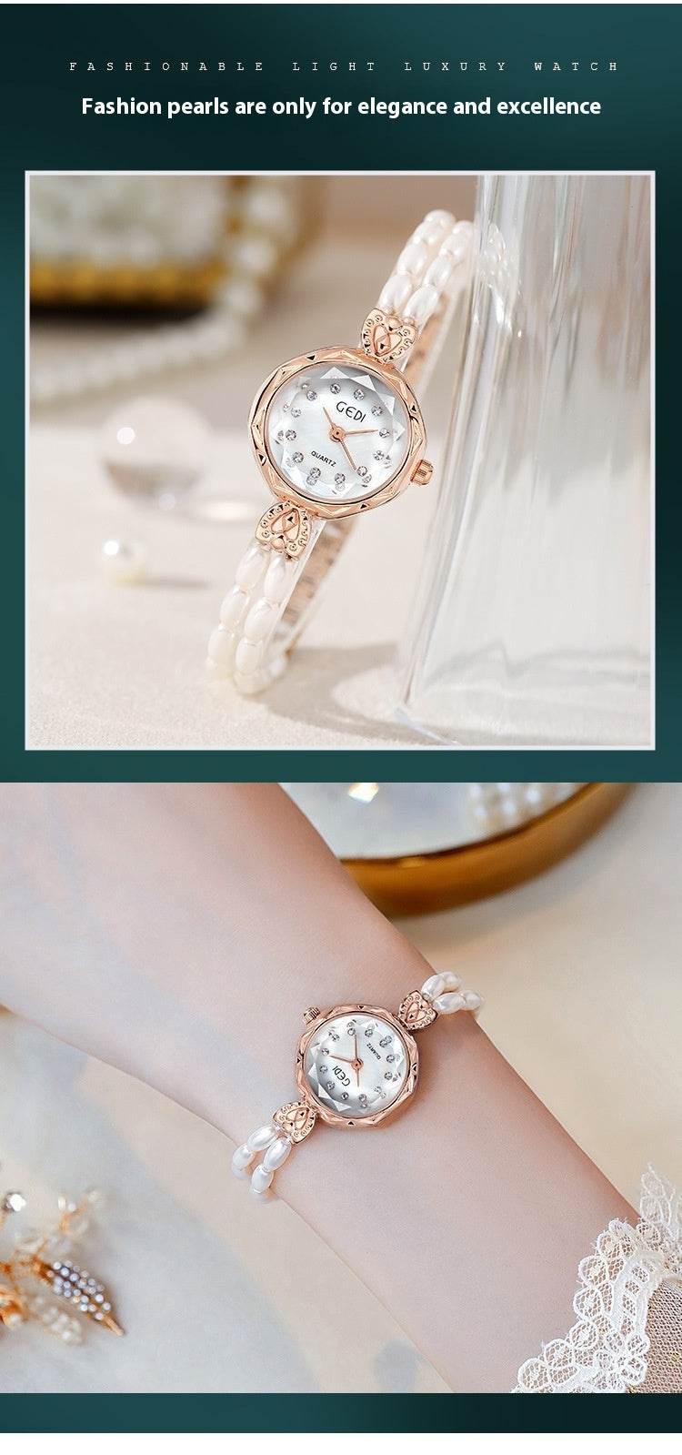Women's Luxury Pearls Strap Watch - Unique Round Beads, Modern Style - Buy Center
