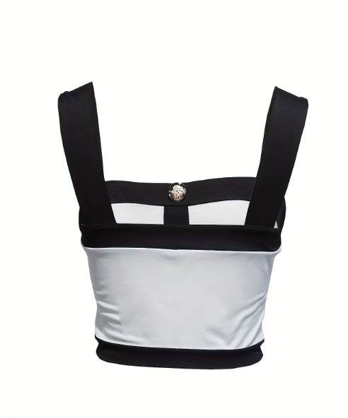 Buycenter Women's Square Neck Color Blocked Sleeveless Vest - Slim Fit - Buy Center