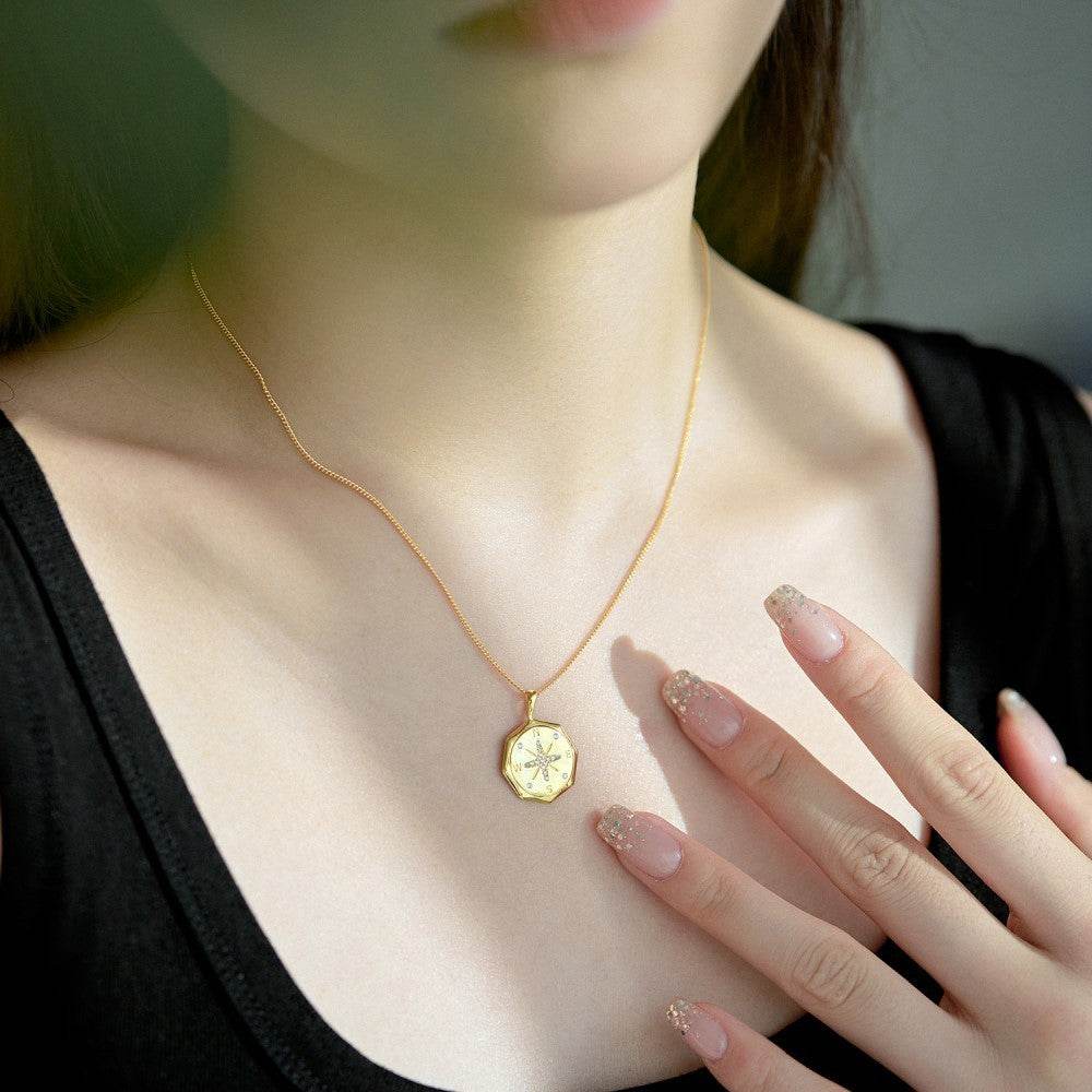 S925 Sterling Silver Compass Necklace - Lucky Star Pendant for Women - Buy Center