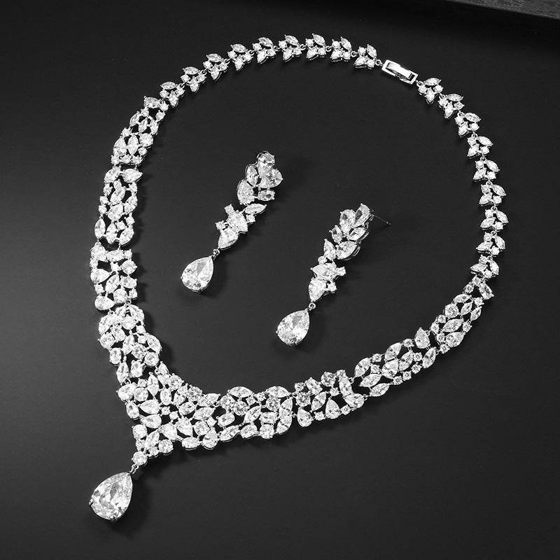 Buycenter Bridal Zircon Necklace & Earrings Set - Love Heart Design - Buy Center