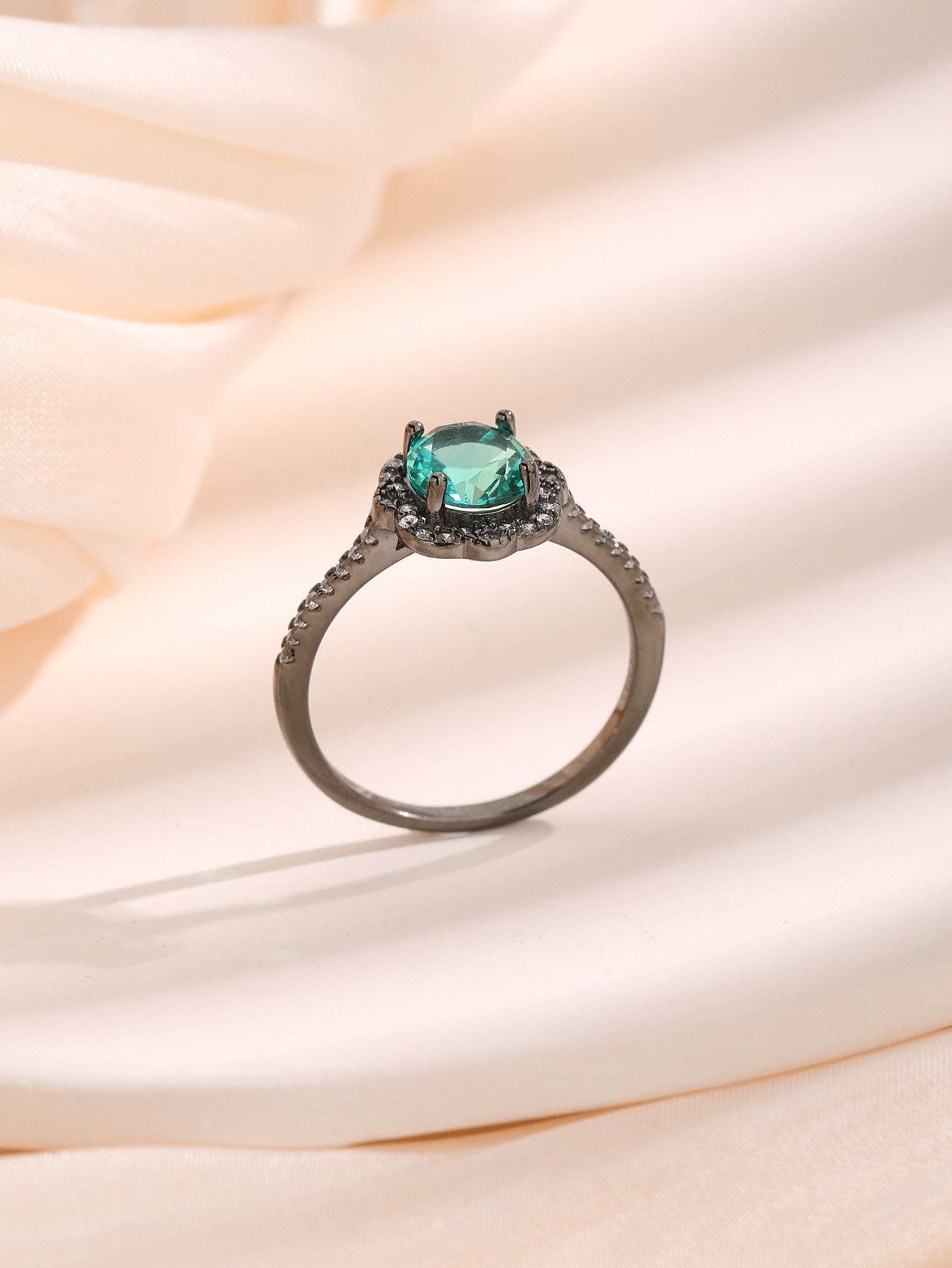 Buy Center Vintage S925 Silver Flower Ring - Black Gold Palaiba Stone - Buy Center