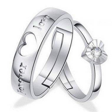 S925 Silver Couple Ring - Heart Shape Design for Him & Her Love - Buy Center