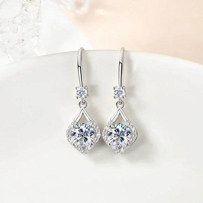 Buy Center Shiny Zircon Earrings - Fashionable Geometry in White Gold - Buy Center