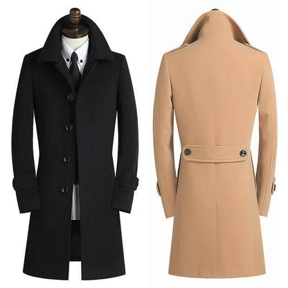 Buycenter Men's Wool Trench Coat - Slim Fit British Style for Modern Men - Buy Center