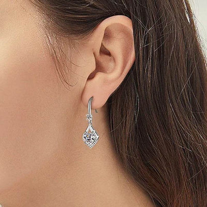 Buy Center Shiny Zircon Earrings - Fashionable Geometry in White Gold - Buy Center