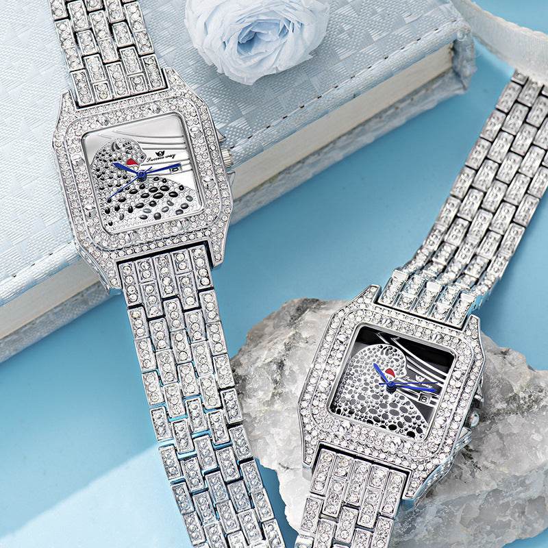 Buy Center Square Leopard Diamond Women's Watch - Waterproof Quartz Style - Buy Center