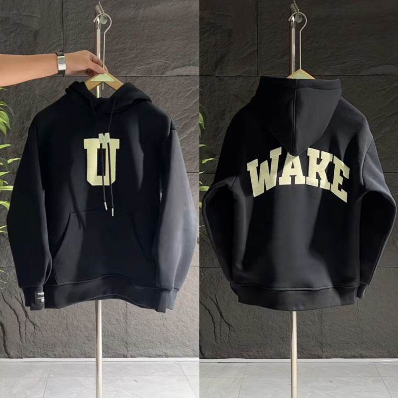 Buycenter Hooded Casual Top - All-Match Letters, Fleece-Lined Comfort - Buy Center