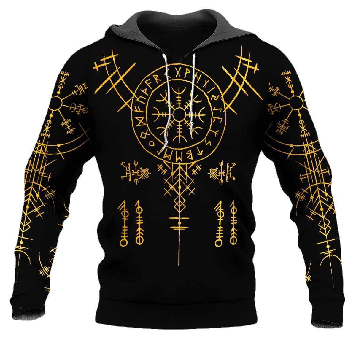 Viking Rune Pattern Hoodie for Men - Ethnic Style and Comfort 2025 - Buy Center