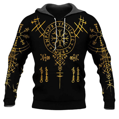 Viking Rune Pattern Hoodie for Men - Ethnic Style and Comfort 2025 - Buy Center