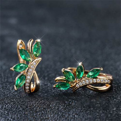 Elegant Water Drop Flower Earrings - Green Zircon Copper Jewelry - Buy Center
