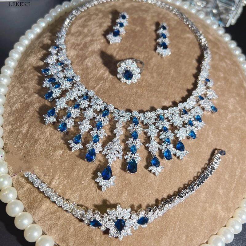 Buy Center Blue Rhinestone Jewelry Set - Necklace, Earrings, Bracelet, Ring - Buy Center