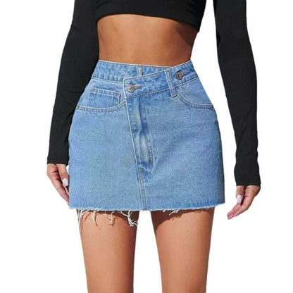 Buycenter Short Irregular Denim Skirt - Petite Fit, Medium Blue - Buy Center