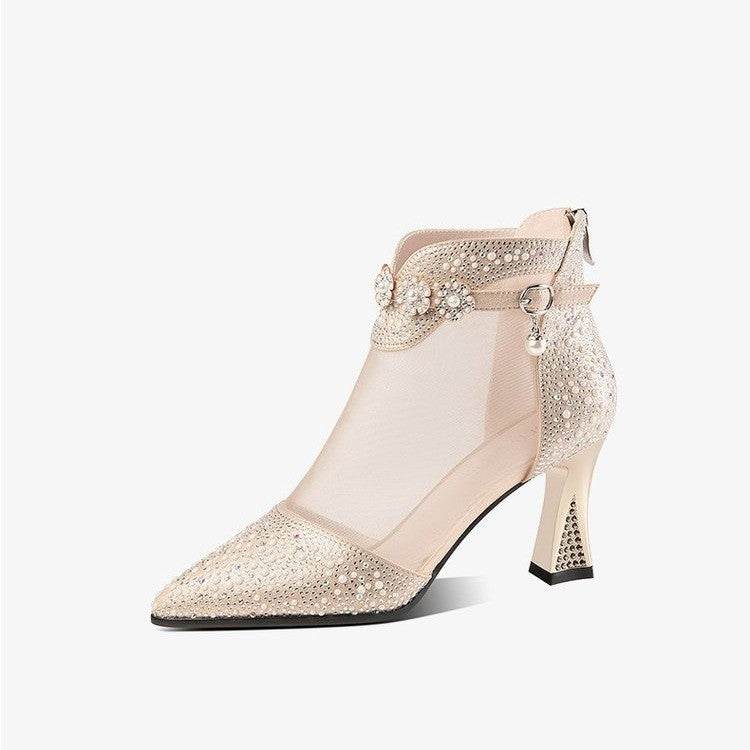 Buycenter Women's Mid Heel Chunky Shoes - Stylish Back Zipper Pumps - Buy Center