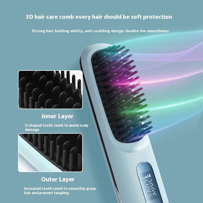 Portable Ceramic Heating Electric Comb - Wireless Hair Straightener 2025 - Buy Center