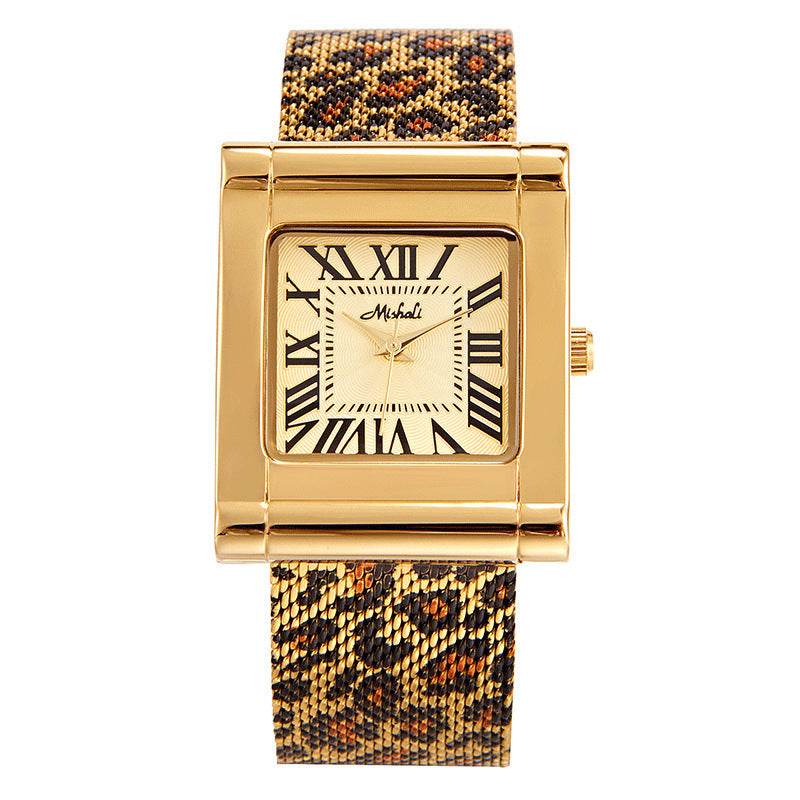 Fashion Steel Belt Leopard Print Square Watch - Waterproof & Stylish for Women - Buy Center